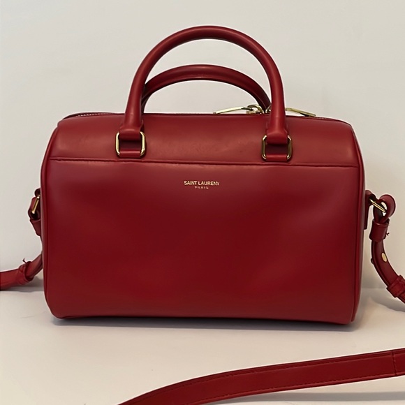 Saint Laurent Handbags - Saint Laurent Red Leather Baby Duffel 2 Way Shoulder Bag